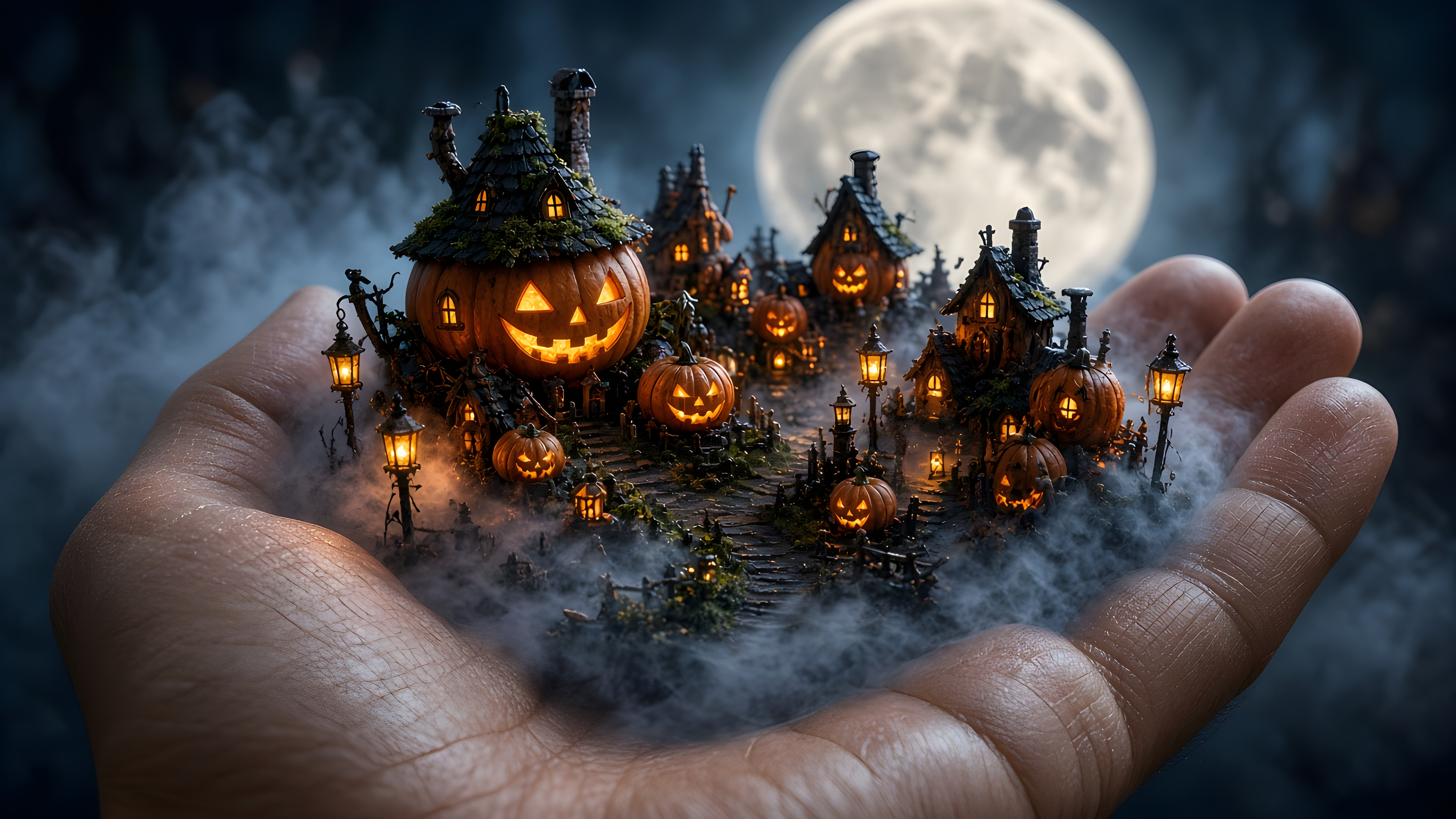 Haunted Village in Your Palm — AI image made with this prompt
